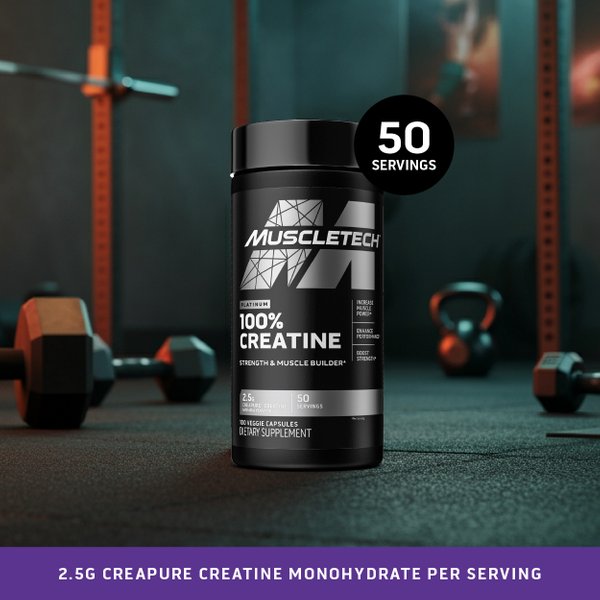 [CREATINE FIESTA] MuscleTech Platinum 100% Creatine (100 Veggie Capsules)