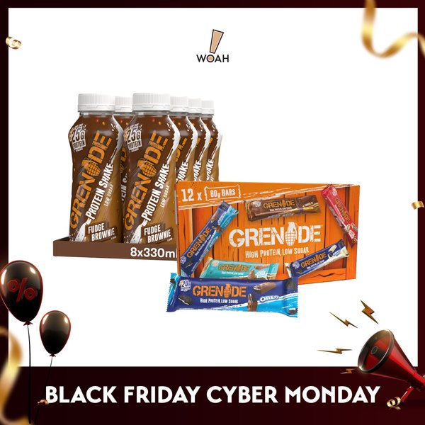 [BLACK FRIDAY CYBER MONDAY] Grenade Protein Bar - The Selection Pack (Box of 12) + Grenade Protein Shakes (Case of 8)