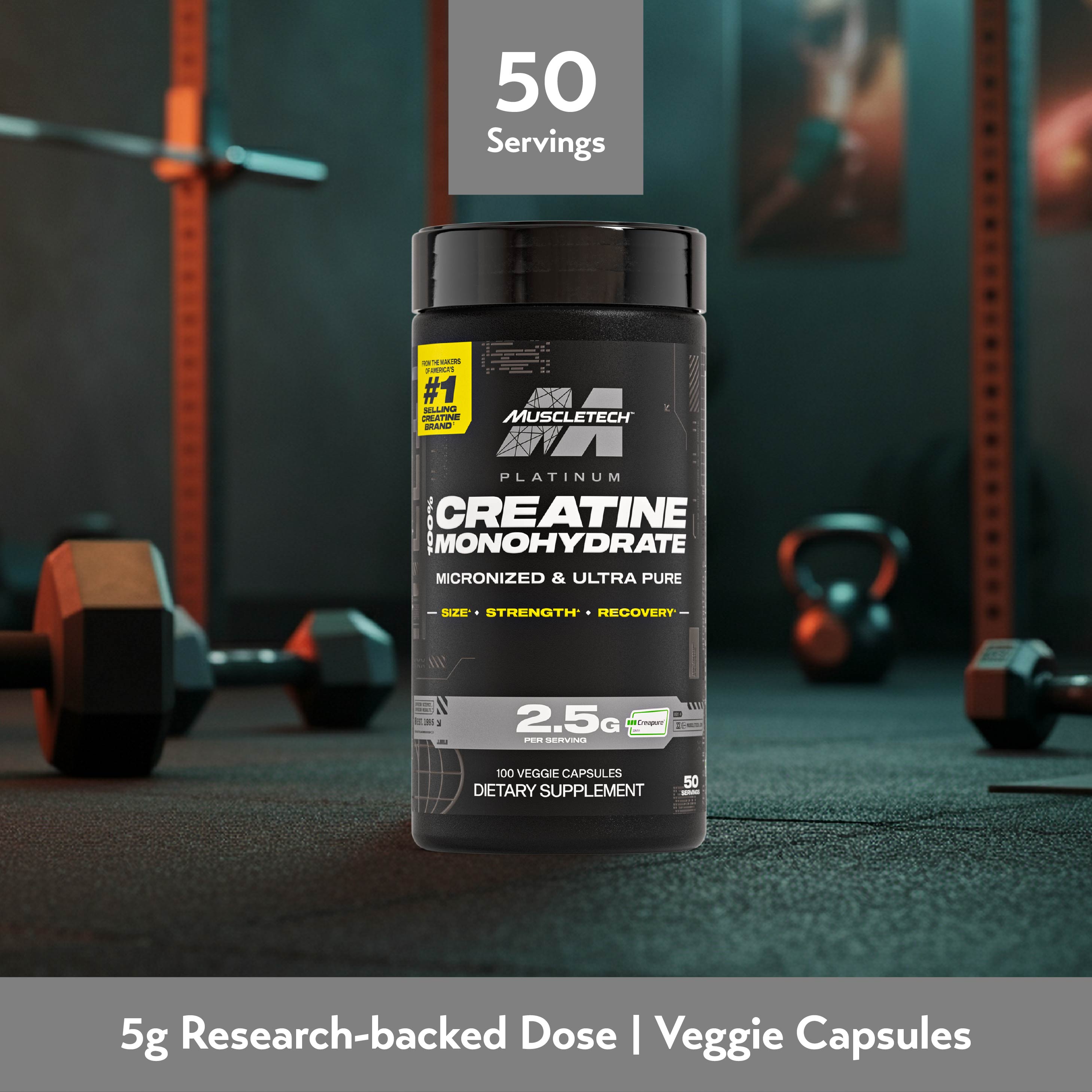 MuscleTech Platinum 100% Creatine (100 Veggie Capsules) | WOAH!